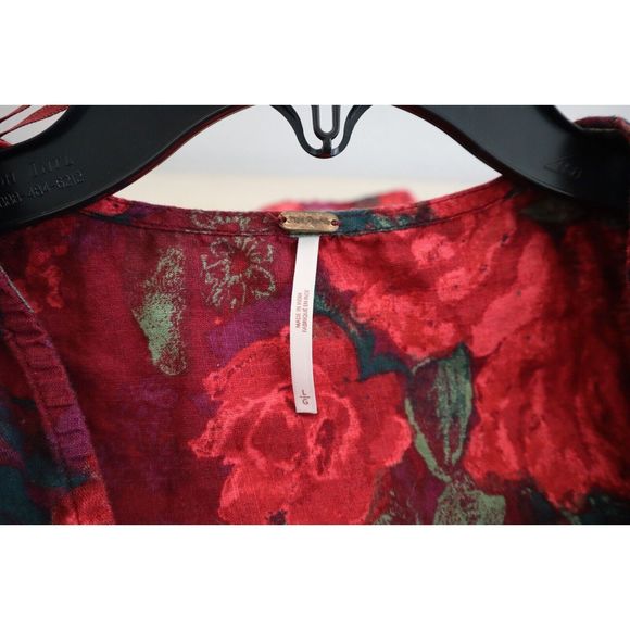 Free People OB1418154 Women's Sz Large Wine Floral Print I Found You Top - Picture 3 of 11